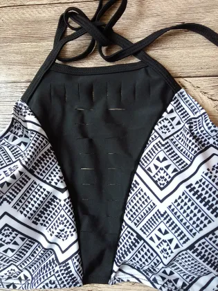 Women sexy high waist halter printed swimsuit bikinis swimwear