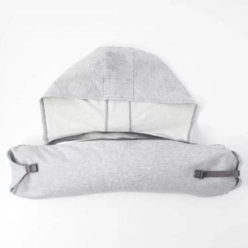 Airplane travel U-shape pillow with hood and blackout