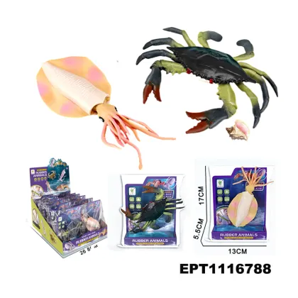 Soft Rubber Animal Decompression Toys: Snail, Hermit Crab, Squid, Frog, Lizard, Octopus