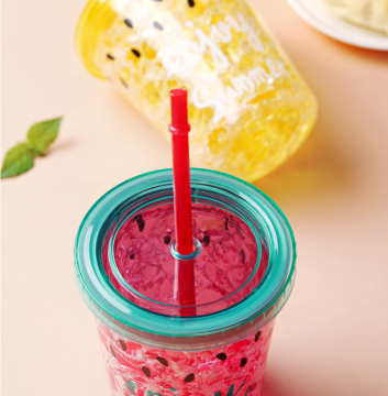 double-layer plastic anti-drop water cup cute drink cup