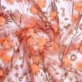 Tulle dentelle broderie florale orange