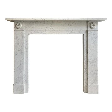 Luxury White Marble Fireplace Surround with Natural Veins