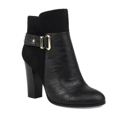 rubber heel red PU short half boots