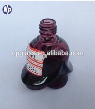 flower-shaped empty printed glass nail polish bottles with brush