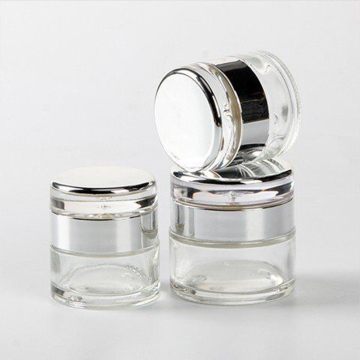 Wholesale Luxury Cosmetic Transparent Glass Bottles with Silver Lid