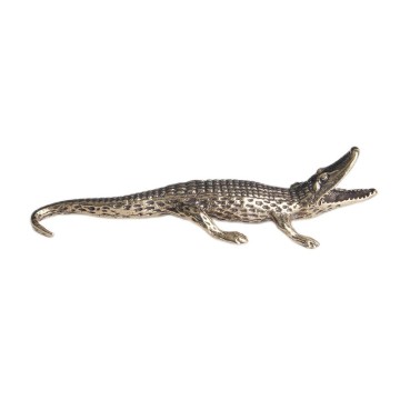 Vintage Solid Copper Crocodile Metal Figure