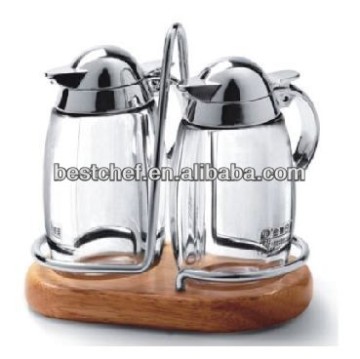 luxe acryl Oil and vinegar bottle set with shelf