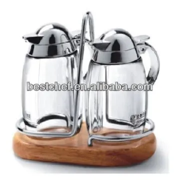 luxe acryl Oil and vinegar bottle set with shelf