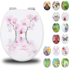 MDF Toilet Seat Soft Close in pink-flower Patterns