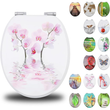 MDF Toilet Seat Soft Close in pink-flower Patterns