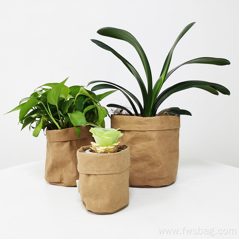 Planter Pot Washable Kraft Paper Flowerpot Creative Desktop Flower Pots Reusable Multifunction 3 Sizes Storage Bag