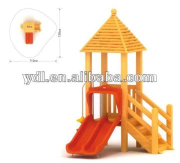 Kids combination wooden slide and swing