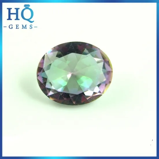 Plating cubic zirconia oval shape mystic green cz stone