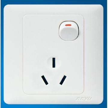 R6 Series  1 Gang Switch + 3 Pin Socket