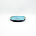 Zuppa ceramica blu glassa reattiva ciotola da porto