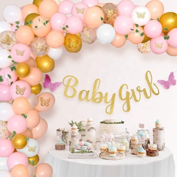 Butterfly Rose Gold Pink Balloon Garland Arch Kit for Birthday Wedding Baby Shower Party Decoration