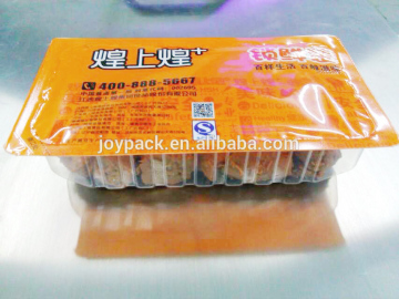 hot Dog packaging machine in thermoforming with rigid film (for microwawe heating) and modified atmoshpere (MAP)