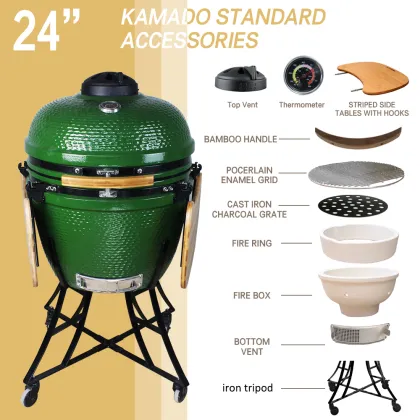 Ceramic Outdoor BBQ Grill: Auplex XL 24 Inch Kamado Joe Style Charcoal Grill