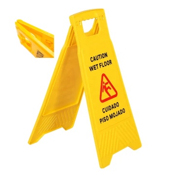 Customized Yellow Plastic A-Shape Fold-Out Bilingual Wet Floor Caution Sign