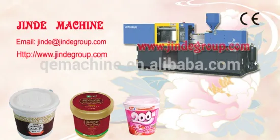 NINGBO JINDE ice cream food thin wall box injection mould and injection molding machine
