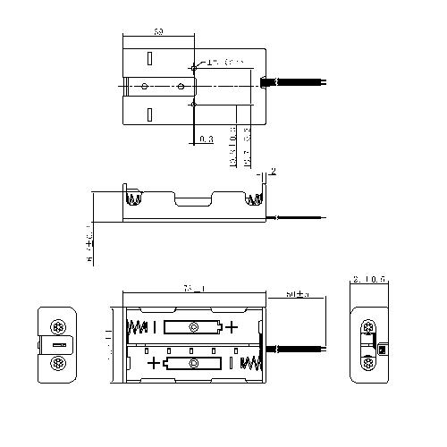 2 pièces 18650 supports de support de batterie au lithium avec fil de fil