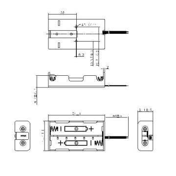 2 pièces 18650 supports de support de batterie au lithium avec fil de fil