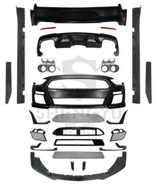 Body Kit for Ford Mustang 2015-2017: Upgrade to GT500 Shelby - Bumpers, Rear Lip, Side Skirts, Exhaust Pipes