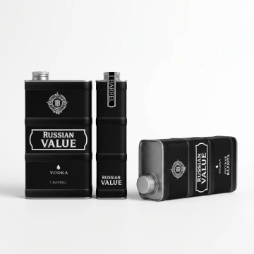 Coleção de latas de uísque premium com latas de vinho