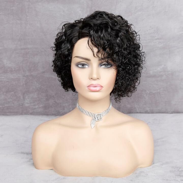 Short Curly Pixie Cut Bob Wigs Lace Front Wigs Indian Hair Closure Curly Human Hair Frontal Wigs