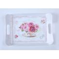 Floral Design Melamine Serving Tray with handle