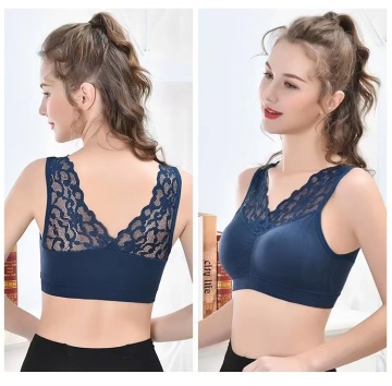 Lace Embroidery Wireless Bralette - Plus Size High Elastic Push Up Bra