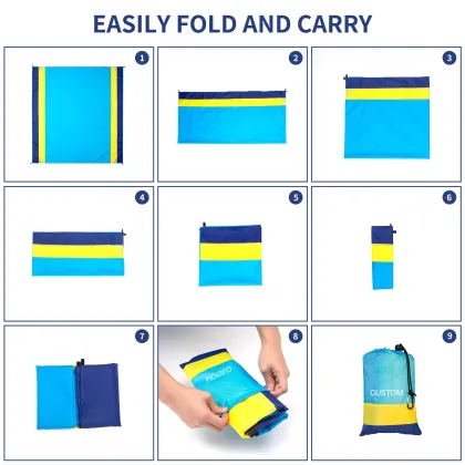 2023 Ultralight Parachute Ripstop Nylon Fabric Pocket Beach Blanket - Waterproof and Portable Beach Blanket