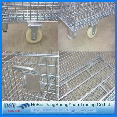 Heavy Duty Mesh Pallet Storage Cage With Wheels,Wire Mesh Container