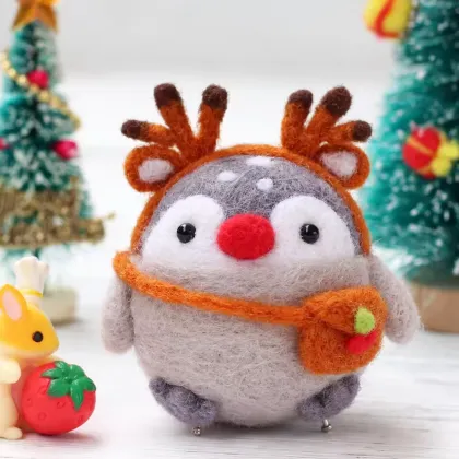 Penguin Doll Craft Kit: DIY Wool Needle Felting for Kids