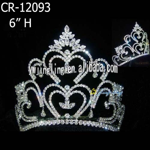 Crystal 6 Inch Pageant Crowns And Tiaras, High Quality Crystal 6 Inch