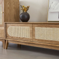 Elegant Rattan Solid Wood Drawers TV Stands