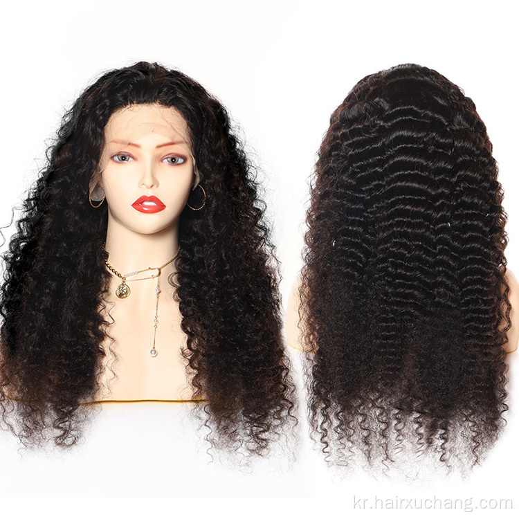 흑인 여성을위한 바디 웨이브 레이스 전면 가발 곱슬 투명 브라질 인간 머리 레이스 전면 깊은 파도 13x4 레이스 전면 가발