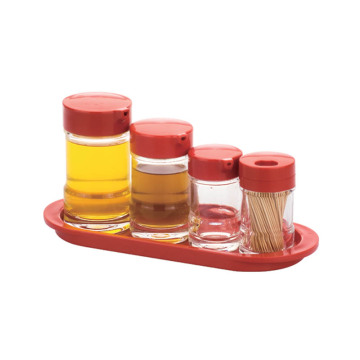 Acrylic Condiment Holder - Brown Red Cap Condiment Organizer for Sushi