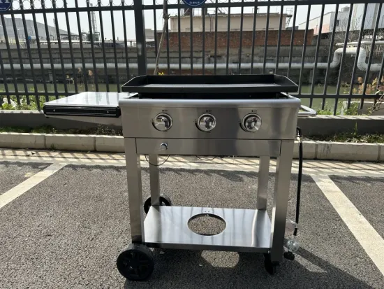 OEM Acceptable High Quality 3 Burner Gas Griddle Grill with Side Shelf