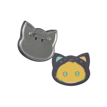 New Arrival Custom Metal Badge Pin - Cat Head Shape Cartoon Tin Plate Badge