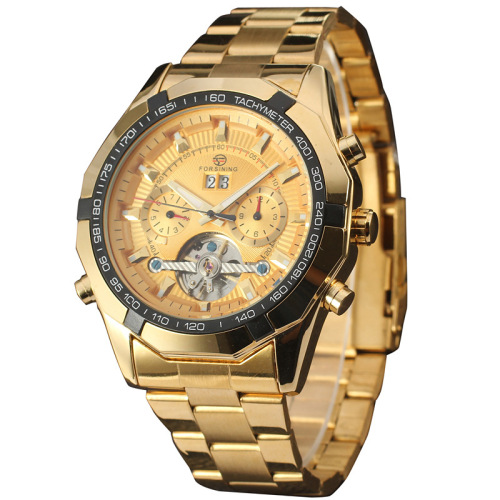 Alloy Case stainless steel Men Gold Watch