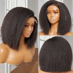 8 inch 13x4 Lace Front Kinky Straight Bob Wig