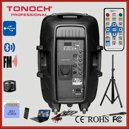 15 inch rechargeable speaker, battery speaker, portable speaker, trolley speaker