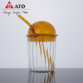 Kitchen striped glass straw juice bubble water Cup