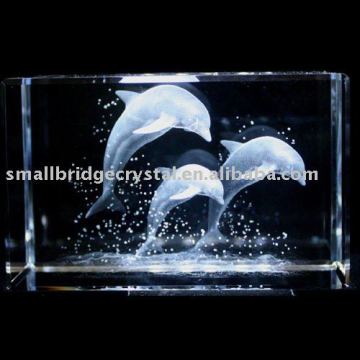 laser engraved dolphin crystal cube