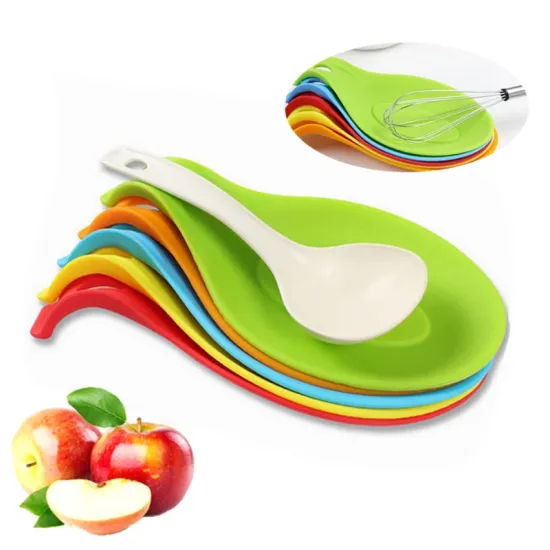 Kitchen Utensils & Heat-Resistant Silicone Placemat Trays: Multi-Color, Thickened, Food-Grade, Spoon Pads