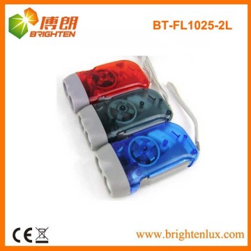공장 공급 ABS 재료 핸드 프레스 충전기 2 LED Dynamo Torch Light