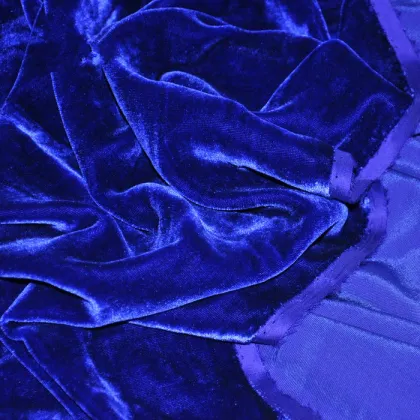Cobalt Silk Velvet by the Yard,Lustrous Silk Velour Charmful