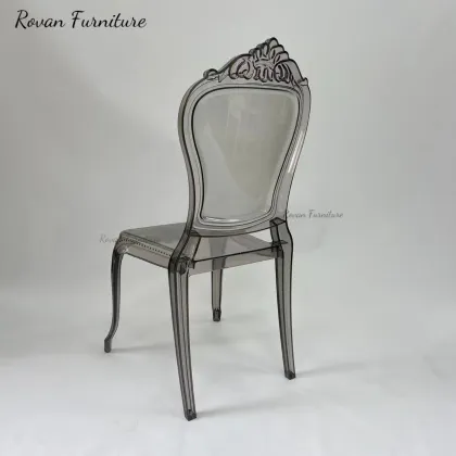 Wholesale Smoked Grey Resin Acrylic Princess Bella Wedding Chairs