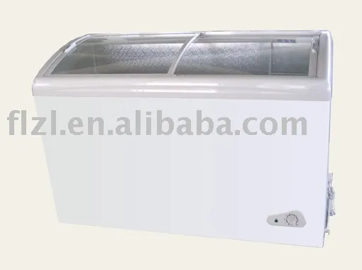 259L Curve glass door showcase freezer glass door refrigerator freezer